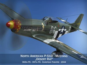 norte-americano p51d mustang rato do deserto Modelo 3D