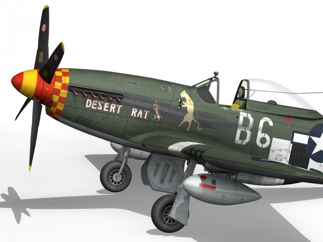 north american p51d mustang desert rat 3D Модель .c4d .max .obj .3ds .fbx .stl .blend 