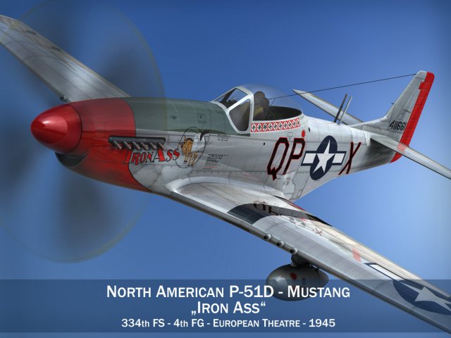 north american p 51d mustang iron ass 3D-Modell .c4d .max .obj .3ds .fbx .stl .blend 