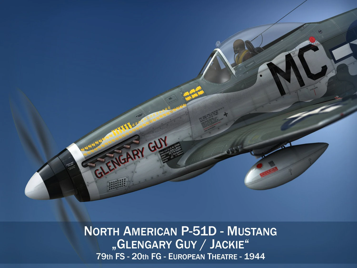 north american p51d mustang glengary guy 3D Model .c4d .max .obj .3ds .fbx .stl .blend 