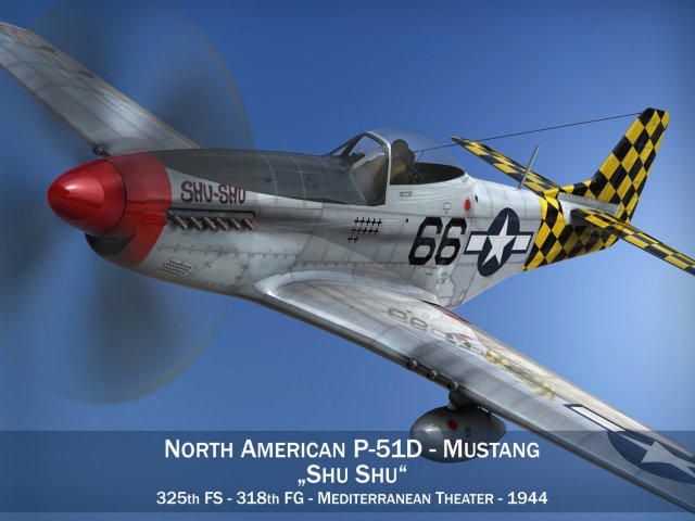 north american p51d mustang shu shu 3D Model .c4d .max .obj .3ds .fbx .stl .blend 