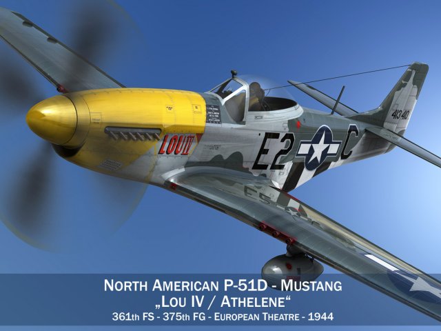 north american p51d mustang lou iv Modèle 3D .c4d .max .obj .3ds .fbx .stl .blend 