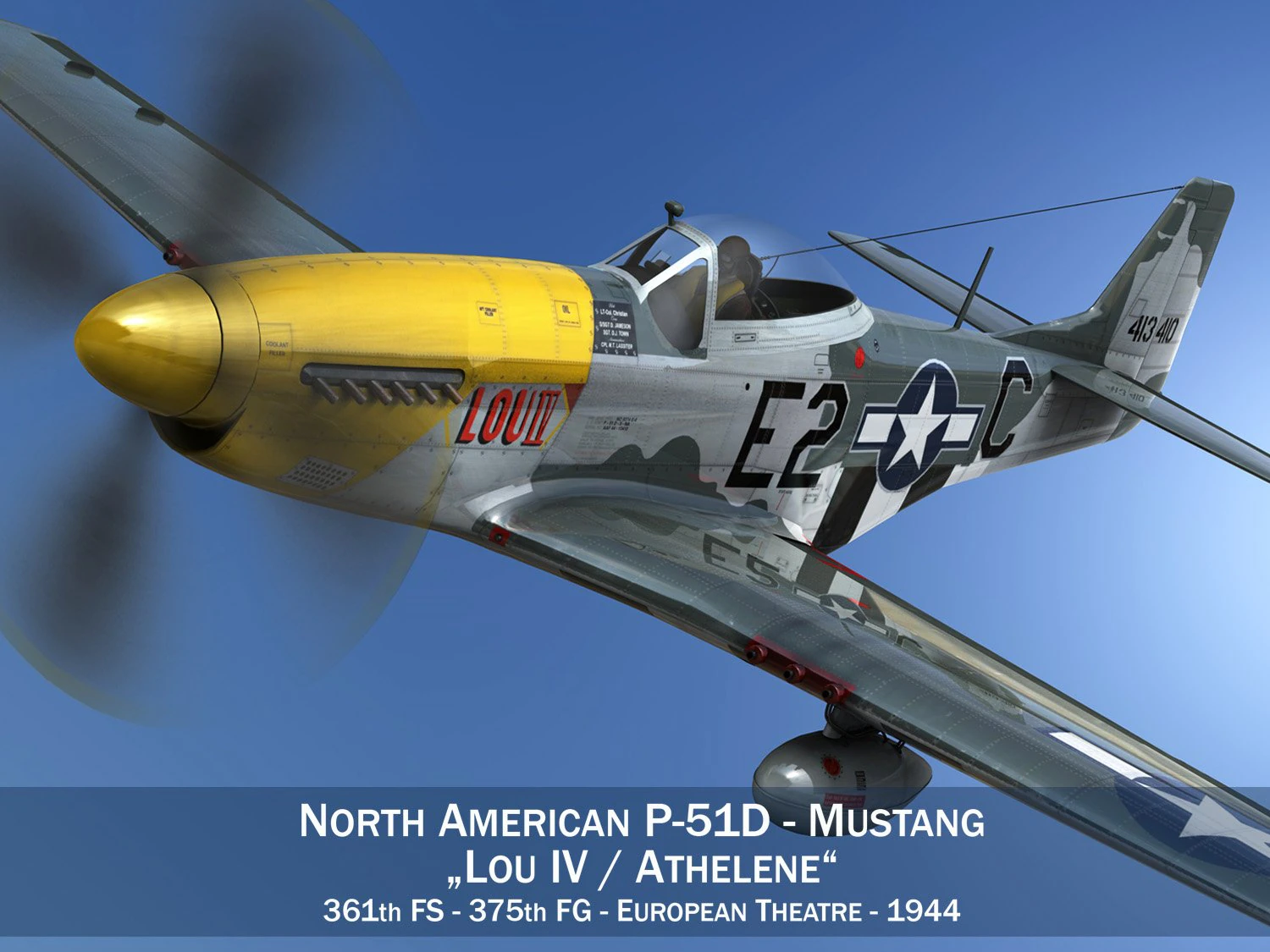 north american p51d mustang lou iv 3D Model .c4d .max .obj .3ds .fbx .stl .blend 