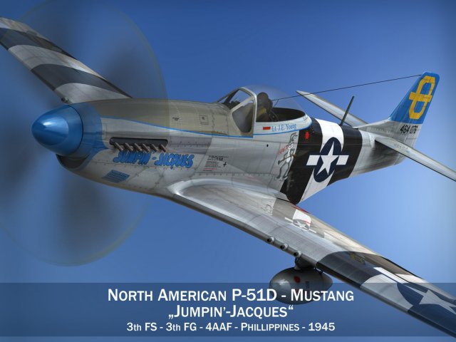 north american p51d mustang jumpin jacques Modelo 3D .c4d .max .obj .3ds .fbx .stl .blend 