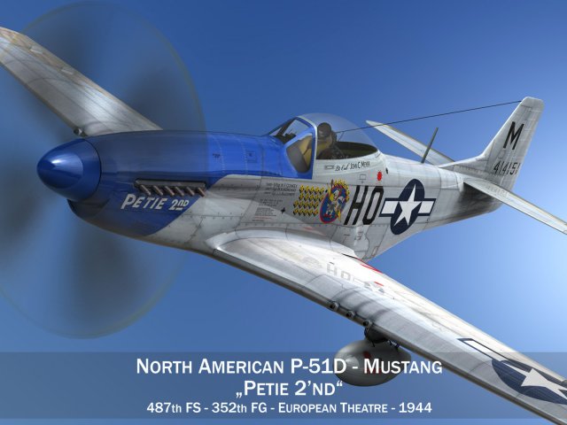 north american p51d mustang petie 2nd 3D मॉडल .c4d .max .obj .3ds .fbx .stl .blend 