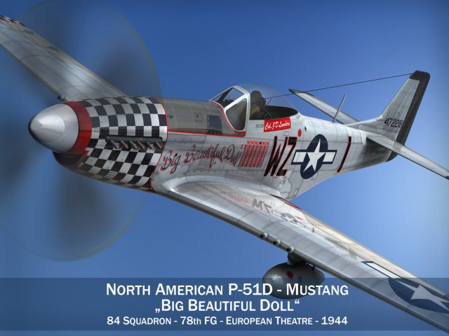 north american p51d mustang big beautiful doll 3D Model .c4d .max .obj .3ds .fbx .stl .blend 