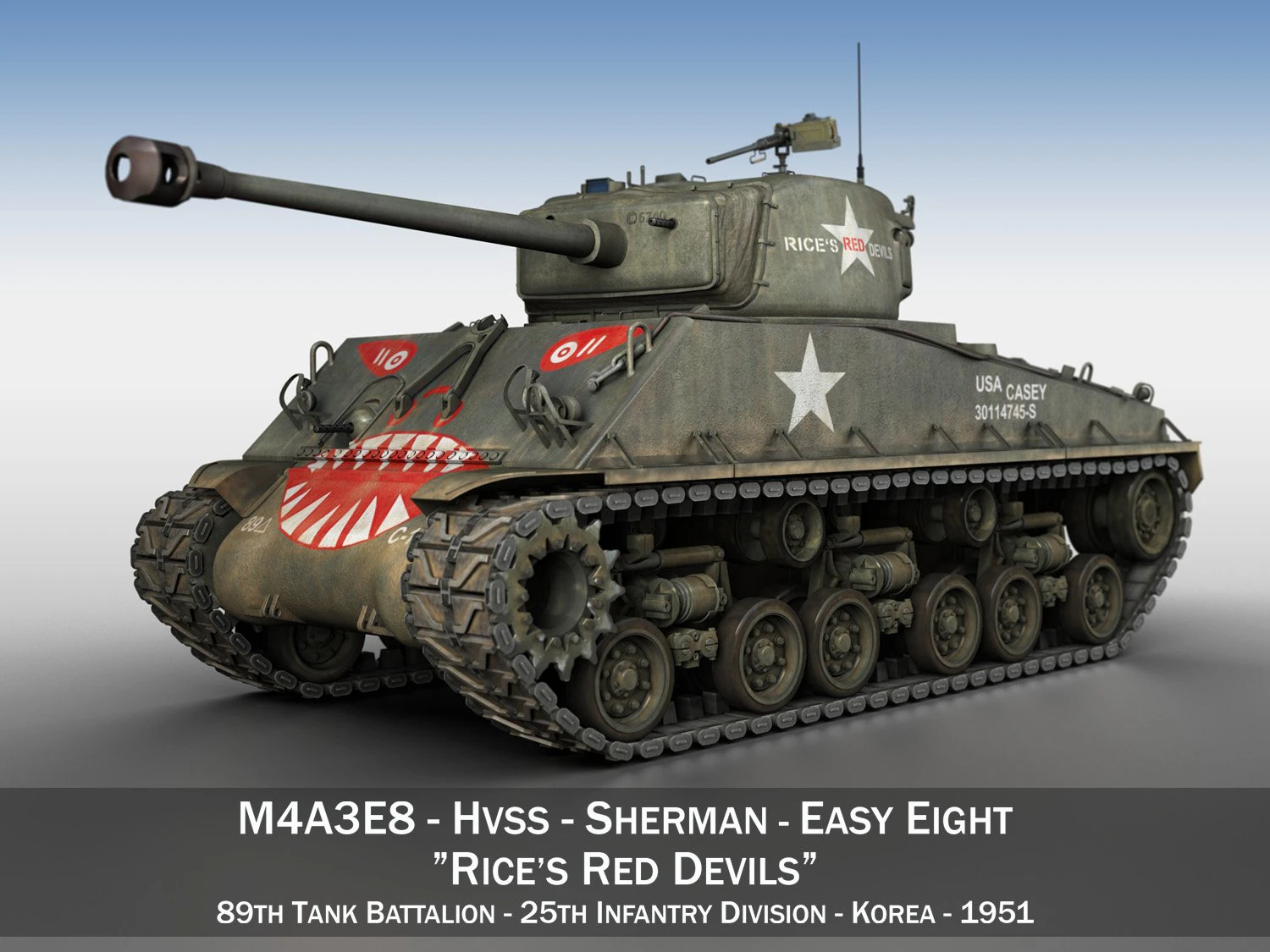 m4a3e8 sherman easy eight rices red devils 3D Model .c4d .max .obj .3ds .fbx .stl .blend 