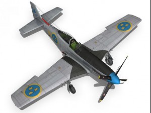 north american p51d mustang swedisch airforce 3D Model
