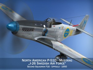 north american p51d mustang swedisch airforce 3D Model