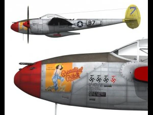 lockheed p38j lightning beautiful bitch 3D Model