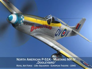 north american p 51k mustang mk iv dooleybird 3D Model