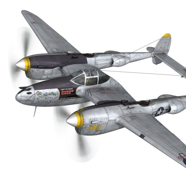 lockheed p 38 lightning florida cracker Modelo 3D .c4d .max .obj .3ds .fbx .stl .blend 