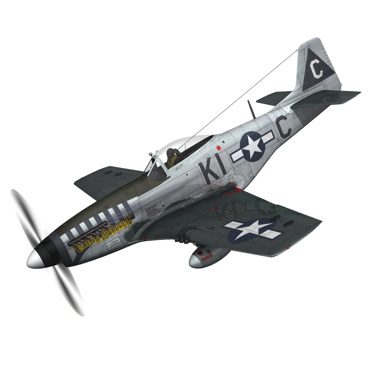 north american p 51d mustang cathy beloved 3D Model .c4d .max .obj .3ds .fbx .stl .blend