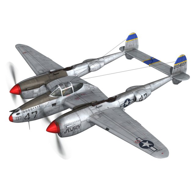 lockheed p38 lightning jewboy 3D 模型 .c4d .max .obj .3ds .fbx .stl .blend 