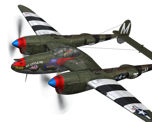 lockheed p38 lightning my little pig Modelo 3D .c4d .max .obj .3ds .fbx .stl .blend 