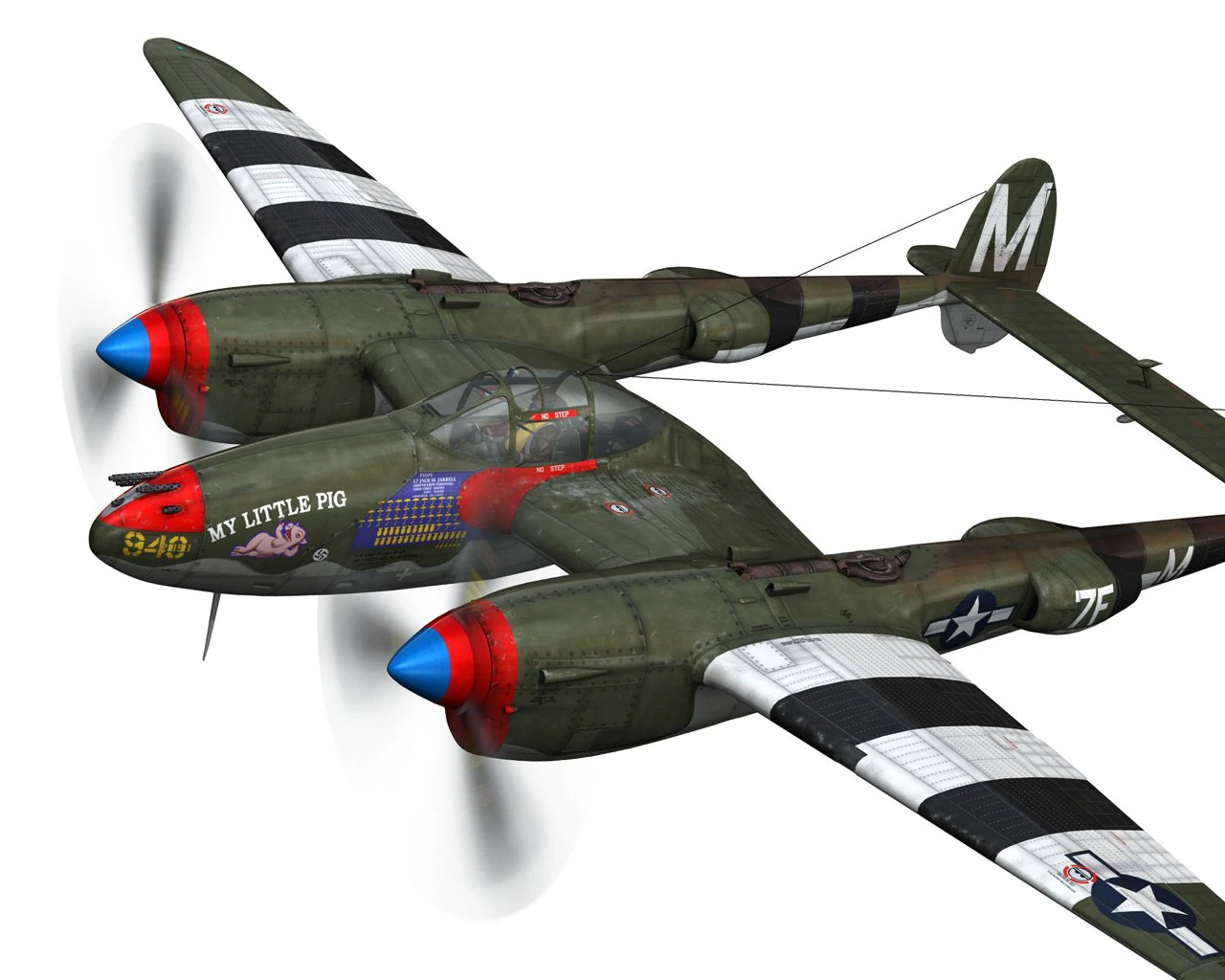 lockheed p38 lightning my little pig 3D Model .c4d .max .obj .3ds .fbx .stl .blend 