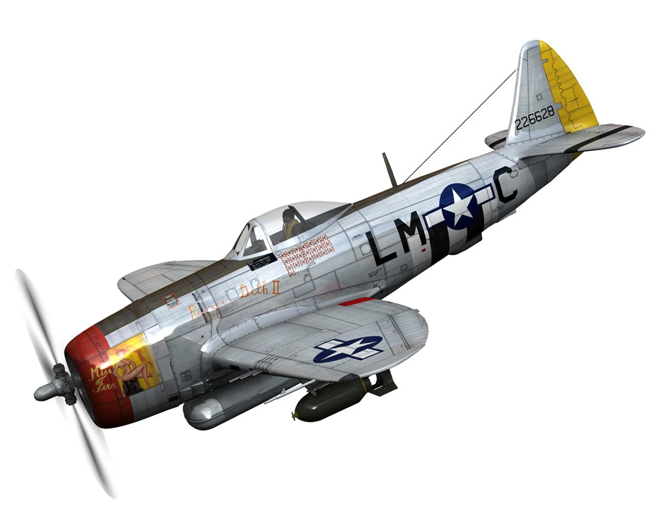 republic p-47d thunderbolt - rozzie geth ii 3D Model .c4d .max .obj .3ds .fbx .stl .blend 