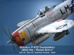 republic p-47d thunderbolt - rozzie geth ii 3D Model