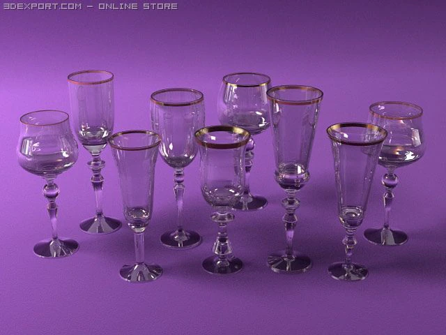 wineglasses 3D Model .c4d .max .obj .3ds .fbx .stl .blend 