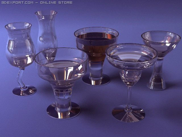 cocktail glasses 3D Model .c4d .max .obj .3ds .fbx .stl .blend 