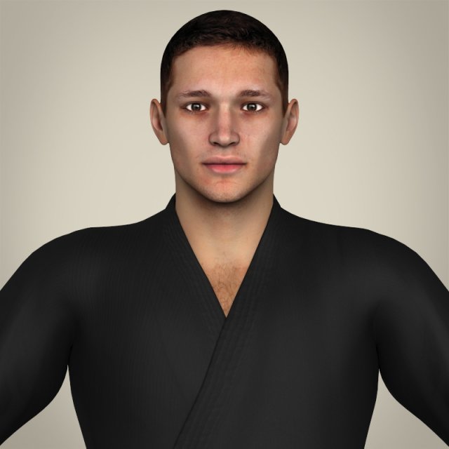 realistic male karate master Modello 3D .c4d .max .obj .3ds .fbx .stl .blend 