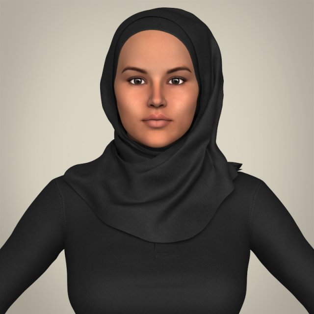 realistic islamic woman 3D Model .c4d .max .obj .3ds .fbx .stl .blend 