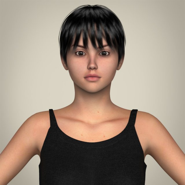 realistic pretty teen girl 3D 模型 .c4d .max .obj .3ds .fbx .stl .blend 