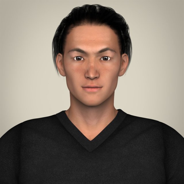 realisitc young japanese man 3Dモデル .c4d .max .obj .3ds .fbx .stl .blend 