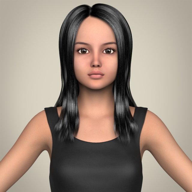 realistic beautiful teenage girl 3D Модель .c4d .max .obj .3ds .fbx .stl .blend 