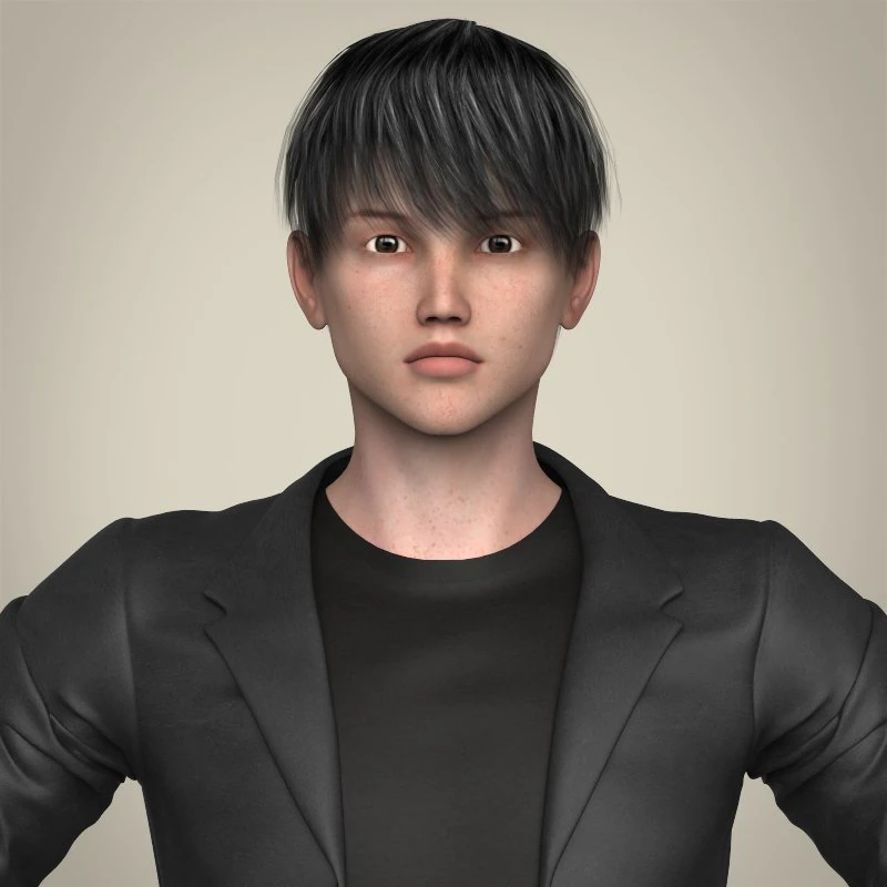 realistic young handsome boy 3D Model .c4d .max .obj .3ds .fbx .stl .blend 