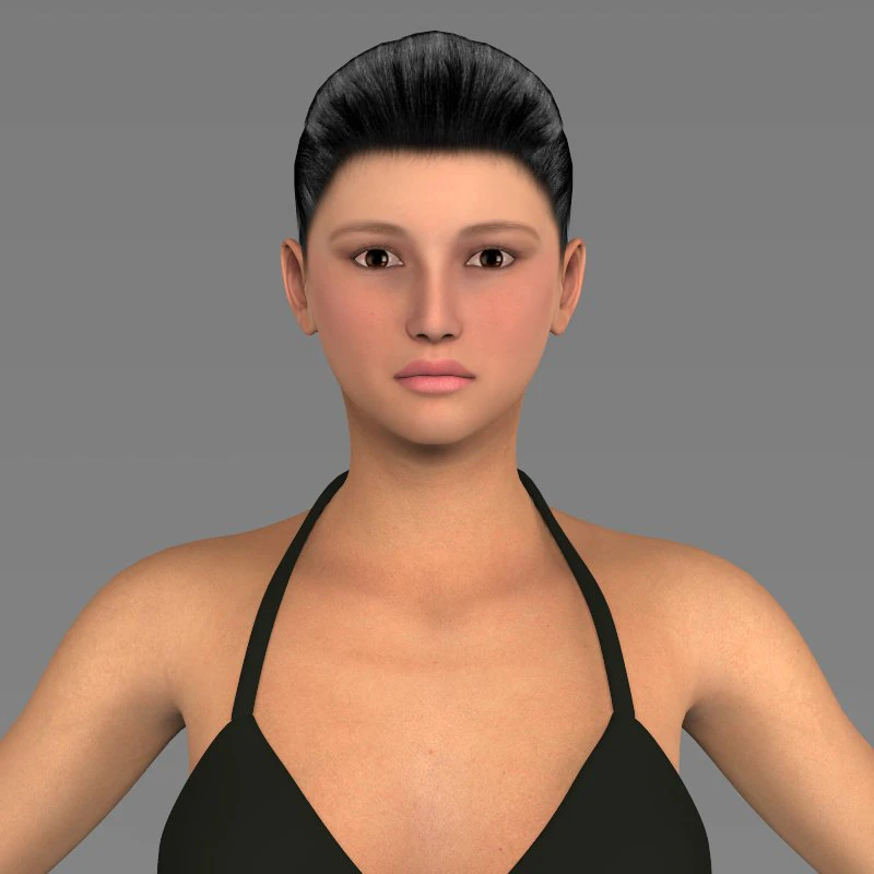 Young pretty girl 3D Model .c4d .max .obj .3ds .fbx .stl .blend 