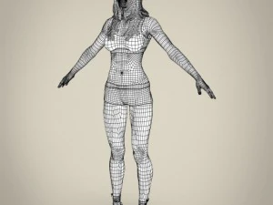 Realistic young teen girl 3D Model