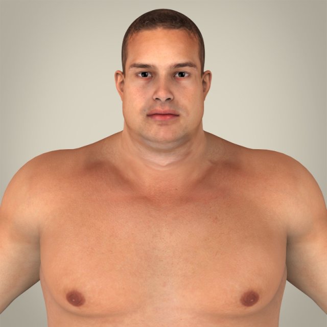 realistic fat man Modello 3D .c4d .max .obj .3ds .fbx .stl .blend 