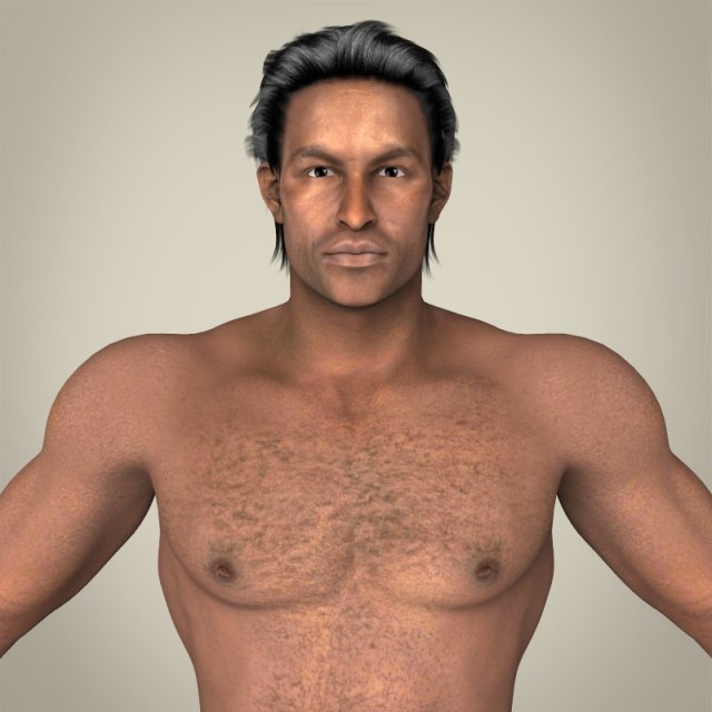 realistic african muscular male Modelo 3D .c4d .max .obj .3ds .fbx .stl .blend 
