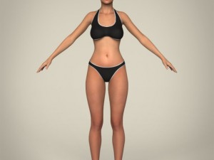realistic young beach sports girl 3D 模型