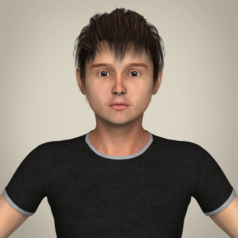 realistic young teen boy 3D Model .c4d .max .obj .3ds .fbx .stl .blend 