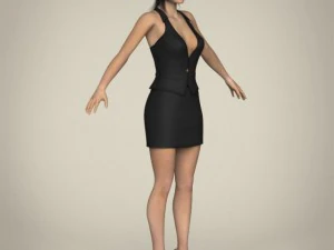 realistic young working woman 3D Model