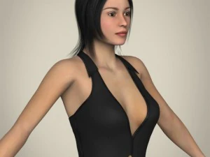 realistic young working woman 3D Model