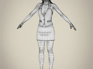 realistic young working woman 3D Model