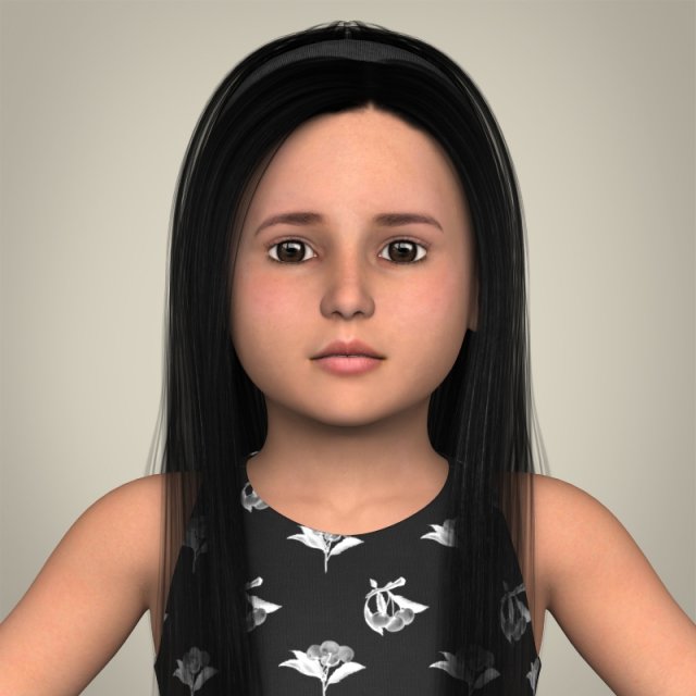 realistic little girl 3D मॉडल .c4d .max .obj .3ds .fbx .stl .blend 