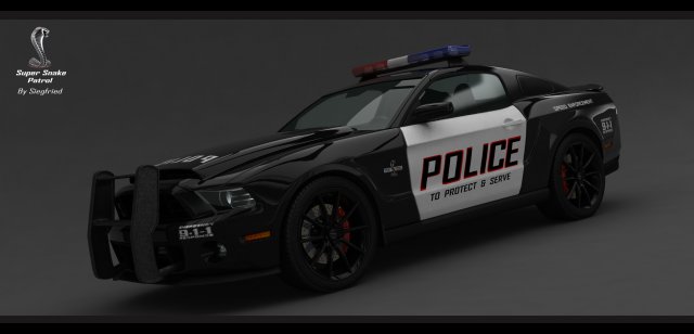 mustang shelby gt500 super snake police patrol Model 3D .c4d .max .obj .3ds .fbx .stl .blend 