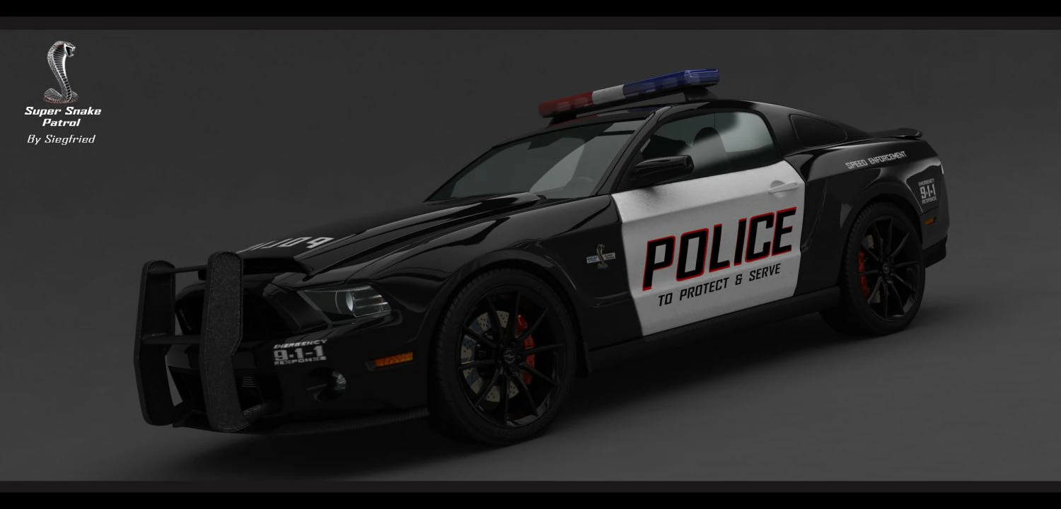 mustang shelby gt500 super snake police patrol 3D Model .c4d .max .obj .3ds .fbx .stl .blend 