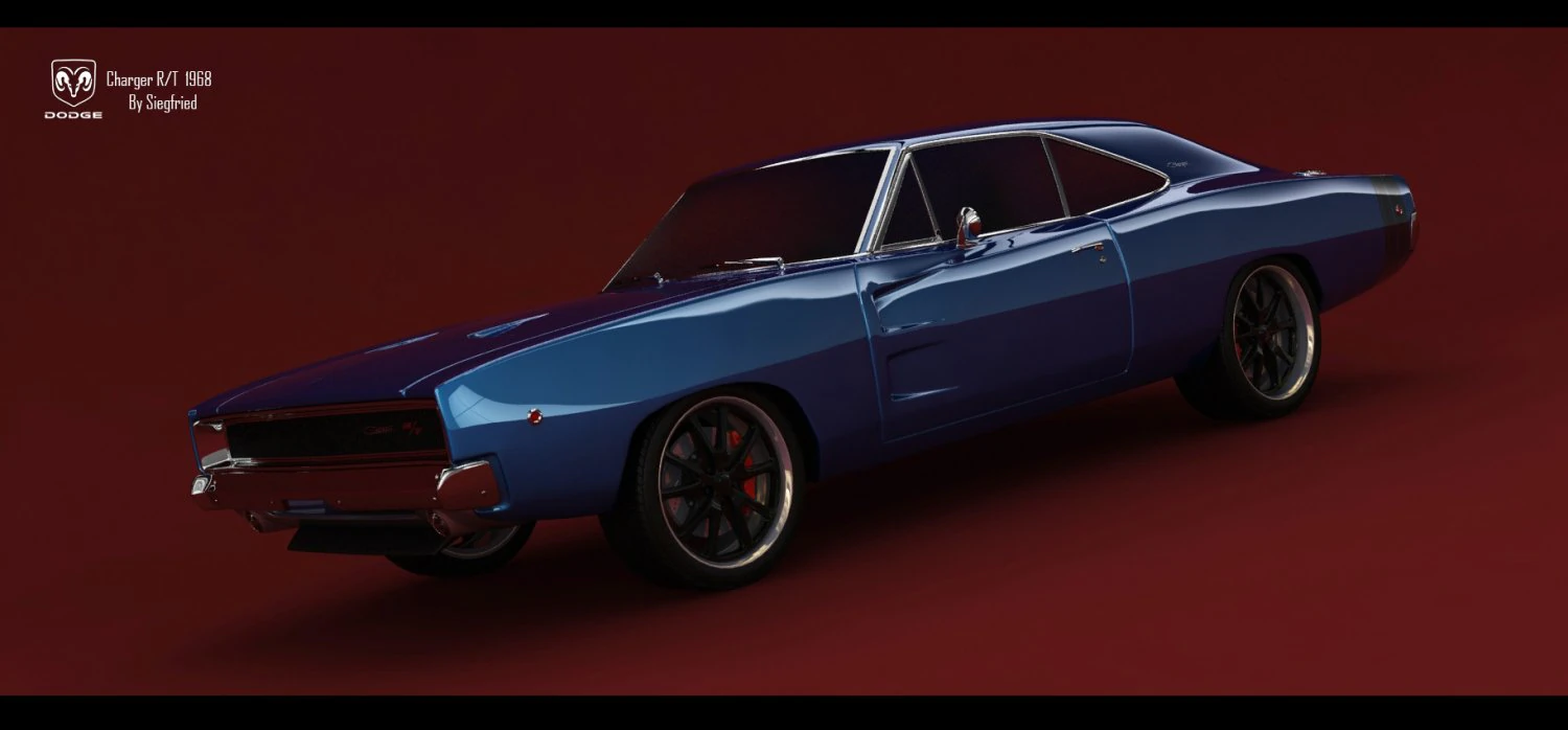 dodge charger rt 1968 3D Model .c4d .max .obj .3ds .fbx .stl .blend 
