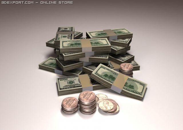 money stack Model 3D .c4d .max .obj .3ds .fbx .stl .blend 