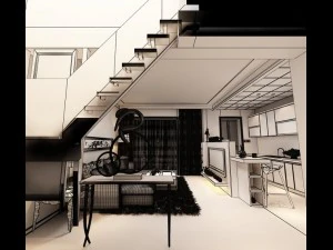 living room photoreal 3D Model