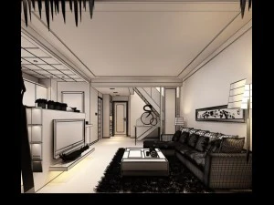 living room photoreal 3D Model