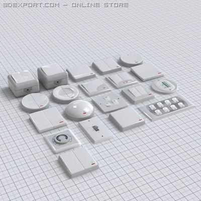 electrical switches pack 3D Model .c4d .max .obj .3ds .fbx .stl .blend 