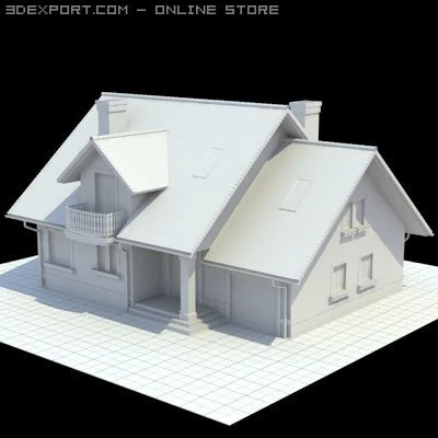 highly detailed singlefamily house 3D Model .c4d .max .obj .3ds .fbx .stl .blend