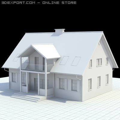 single family house Modelo 3D .c4d .max .obj .3ds .fbx .stl .blend 