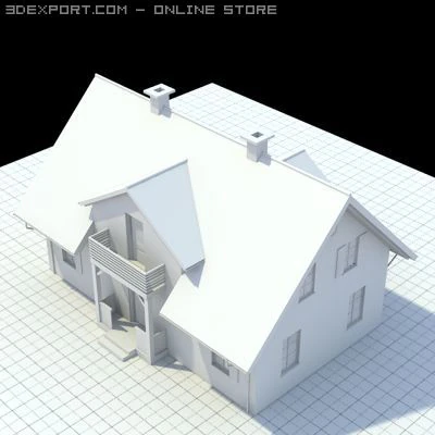 single family house 3D Model .c4d .max .obj .3ds .fbx .stl .blend 